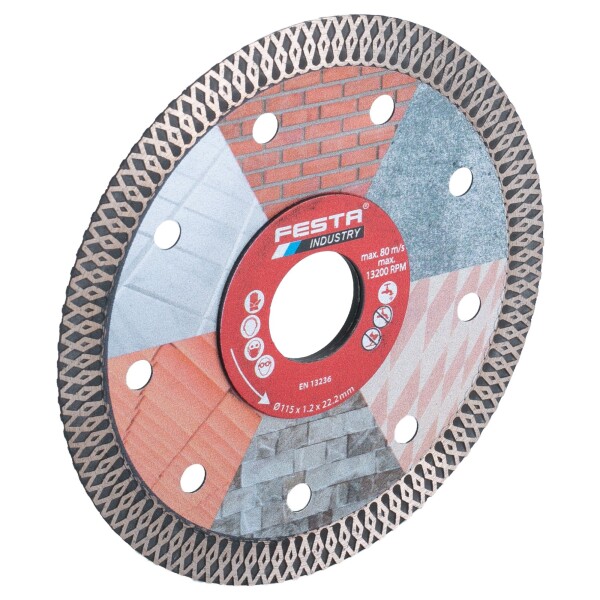 Kotouč diamantový, turbo Thin Cut, 115x1,2mm, 22,2mm, FESTA INDUSTRY