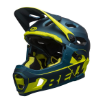 Integrální cyklistická helma BELL Super DH Spherical Mat/Glos Blue/Hi-Viz M(55–59)