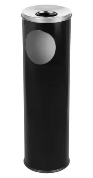 ALDA Cigarette Pillar černá / Odpadkový koš s popelníkem / 15 l / Lakovaná ocel / Víko z nerezové oceli
