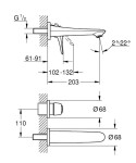 GROHE - Eurostyle Umyvadlová baterie M pod omítku, 2-otvorová instalace, chrom 19571003