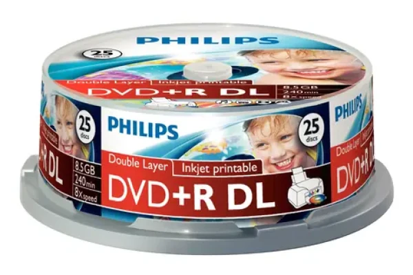 Philips DVD+R DL 8,5GB / Médium DVD / 8x / 25 ks / Spindl (DR8I8B25F/00)