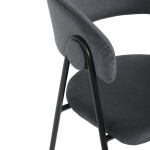 Židle jidelní, šedá látka, černá kovová noha