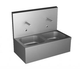 SANELA - Nerezové dřezy Dvojdřez 870x475 mm, s ALS elektronickými bateriemi, s termostatem, bateriové napájení, matný nerez SLUN 07ETB