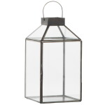 Ib Laursen Skleněná lucerna Norr Black 30,5 cm, černá barva, čirá barva, sklo