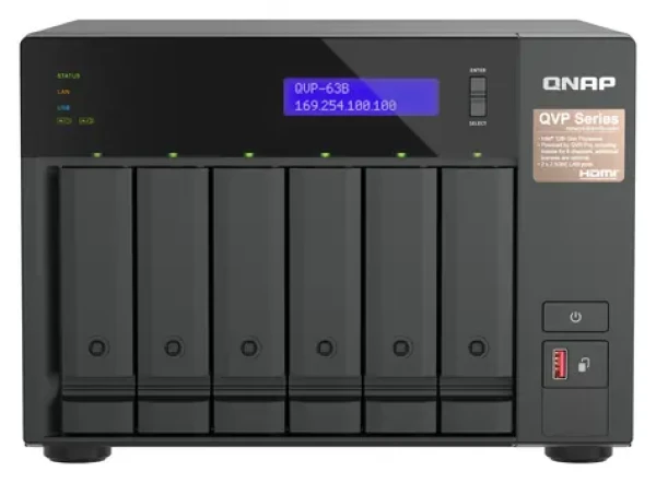 QNAP QVP-63B černá / NVR / 8 kanálů / 6x 3,5" / Intel Core i3 / 16GB DDR4 (QVP-63B)