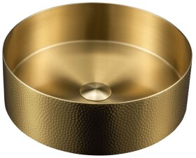 SAPHO - AURUM nerezové umyvadlo na desku, průměr 38 cm, včetně výpusti, tepané, zlato mat AU201-T