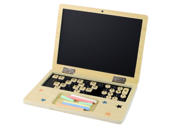Mamido Dřevěná tabule Laptop s křídami