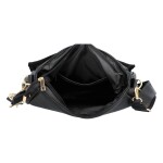 Dámská crossbody kabelka s klopou, LB Aleta, černá semišová