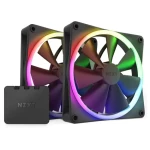 NZXT F140 PWM 2ks + ovladač černá / 140mm / Fluid Dynamic Bearing / 32.5 dB @ 1800 RPM / 89.48 CFM / 4-Pin PWM (RF-R14DF-B1)