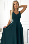 246-5 CINDY dlouhé elegantní šaty s výstřihem - ZELENÉ XXL