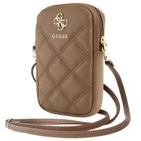 Guess PU Quilted 4G Metal Logo hnědá / Taška na telefon / Se zipem (GUWBZPSQSSGW)