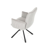 Židle jídelní, krémová manšestrová látka, 360° vratný mechanismus, černý kov