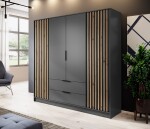 FRONTI Šatní skříň NELLY 4D bez zrcadla grafit + dub artisan 13204