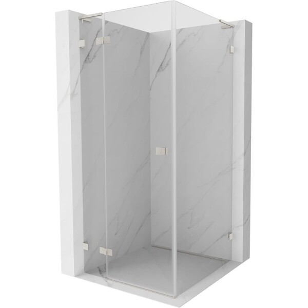 MEXEN/S - Lunar L sprchový kout dveře křídlové levá 70 x 70, transparent, nikl kartáčovaný 834L-070-070-97-00-L