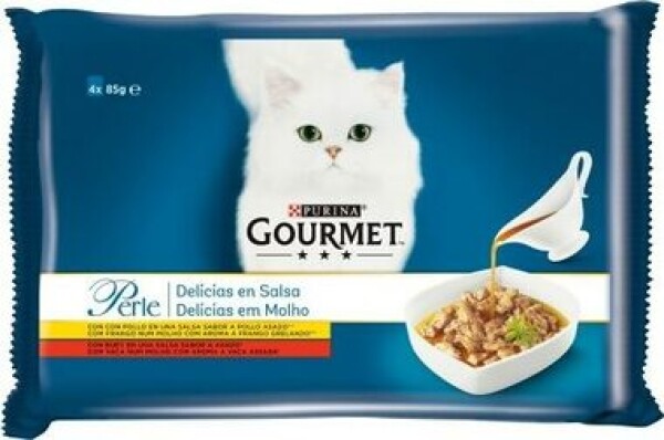 Gourmet Perle gravy delight kuře hovězí v omáčce 4 x 85 g