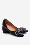 Elegantní baleríny s mašlí 9513 černé - Sweet Shoes černá 38