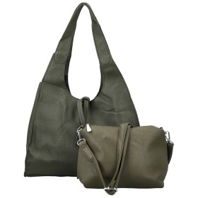 Trendy dámský koženkový set kabelek Winona, tmavě zelený