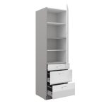 Vysoká potravinová skříňka 60 DKS-210 3S 1F - Premium box Barva korpusu: Šedá, Barva dvířek: Krémový lesk (Karmen)