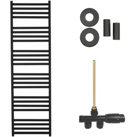 CERANO Koupelnový radiátorový set Fulgiduson - ústřední výtápění - boční jednobodové připojení - 765W - černá matná - 1800x530 mm