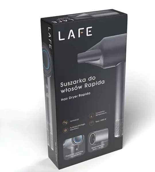 Lafe Rapida šedá / Fén na vlasy / BLDC motor / 1600 W / ionizace / 110 000 ot/min (LAFSUS47461)