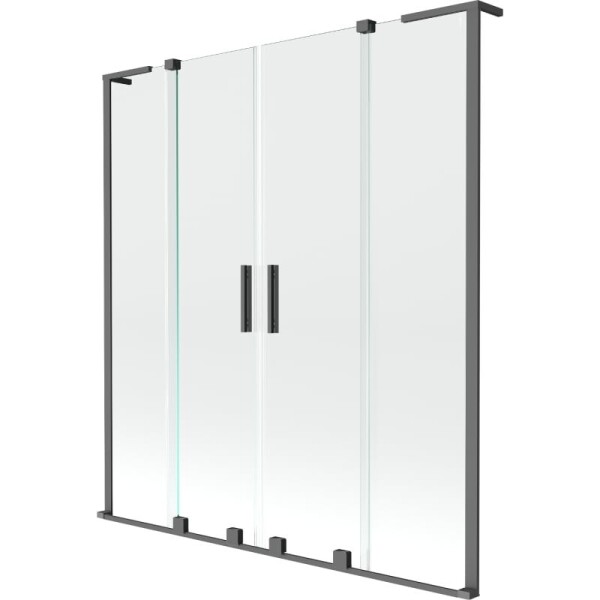 MEXEN/S - Velar L Duo dvoukřídlá posuvná vanová zástěna 160 x 150, transparent, grafit metal 896-160-003-02-95