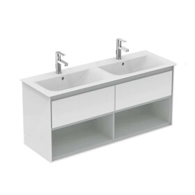 IDEAL STANDARD - Connect Air Skříňka pod dvojumyvadlo 120 cm, lesklá bílá/matný světle šedý lak E0829KN