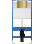 CERANO - Kompletní WC set Profi/Cesso - bílá matná - WC tlačítko Line/Zlatá - předstěnová instalace - 49x36 CER-8050BD84253