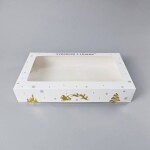 Dortisimo Vánoční krabice na cukroví bílo-zlatá nepromastitelná (35 x 20 x 6 cm)