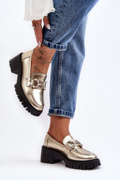 Dámské polobotky na podpatku 2646-4 model 189877 Zlatá s černou - Sweet Shoes zlatá 37