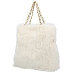 Módní dámská plyšová kabelka do ruky Lilith, krémová