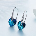 Stříbrné náušnice Swarovski Elements Francoa, stříbro 925/1000, srdíčko, Modrá