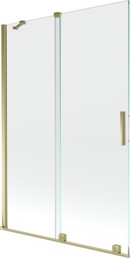 MEXEN/S - Velar Dvoukřídlá posuvná vanová zástěna 120 x 150 cm, transparent, zlatá 896-120-000-01-50