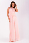 Společenské dámské šaty bez rukávů dlouhé růžové Růžová S model 15042527 - EVA&#38;LOLA