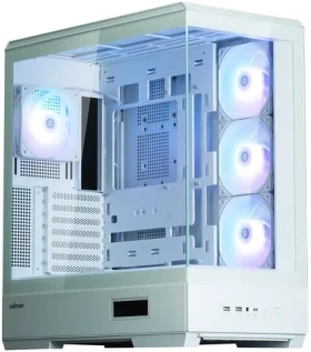 Zalman P50 DS bílá / Midi tower ATX / 4x 120mm ARGB / 2x USB 3.0 + 1x USB-C / panoramatické sklo / bez zdroje (P50 DS White)
