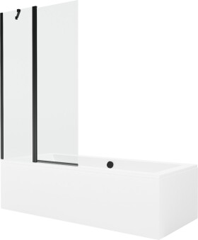 MEXEN/S - Cube obdélníková vana 170 x 80 cm s panelem + vanová zástěna 100 cm, transparent, černá 550517080X9410117000