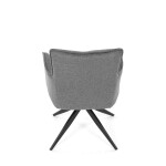 Židle jídelní, taštičkové pružiny v sedáku, 180° otočný mechanismus, šedá voděodolná látka, černý kov