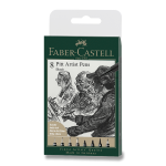 Popisovač Faber-Castell Pitt Artist Pen sada 8 ks, různé hroty, černý