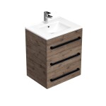 Koupelnová skříňka s černou úchytkou a umyvadlem SAT Cube Way 60x76,5x46 cm dub Wellington mat CUBE46C603DWMOD CUBE46C603DWMOD