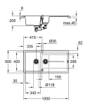 GROHE - Dřezy Kompozitní dřez K400 s automatickým odtokem, 100x50 cm, granitová černá 31642AP0