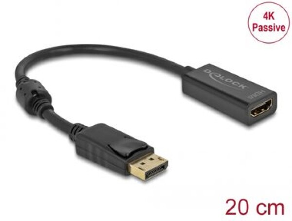 DeLock Adaptér DisplayPort 1.2 (M) - HDMI-A (F) 0.2m černá (63559)