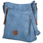Stylová dámská koženková crossbody kabelka Samer, džínově modrá