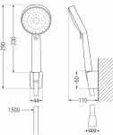 MEXEN/S - Pecos R75 vanová baterie se sprchou set, černá 7273R75-70