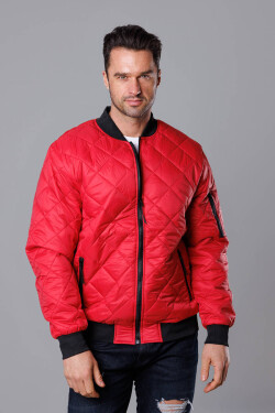 Červená prošívaná pánská bunda typu "bomber" (MY01-5) Barva: odcienie czerwieni, Velikost: