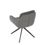 Židle jídelní, 180° otočný mechanismus, lanýžová voděodolná látka, černý kov