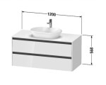 DURAVIT - Ketho.2 Umyvadlová skříňka s výřezem 57x120x55 cm, 2 zásuvky, grafit mat K24897049490000