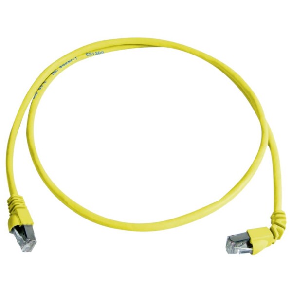 Telegärtner 100008019 RJ45 síťové kabely, propojovací kabely CAT 6A S/FTP 1.0 m žlutá samozhášecí, S průchodkou chránící proti zlomení 1 ks