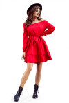 Červené dámské šaty volánky model 7954572 numoco