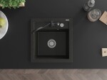 MEXEN/S - Vito granitový dřez 1-miska včetně baterie Carla, černá/zlatá metalik 6503-75-670700-70