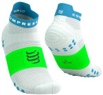 Běžecké kompresní ponožky Compressport Pro Racing Socks v4.0 Run Low - White/Norse Blue/Neon Green Velikost: EU 39-41