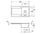 VILLEROY & BOCH - Keramický dřez Siluet 50 Stone white nástavný 900 x 510 bez excentru 333501RW